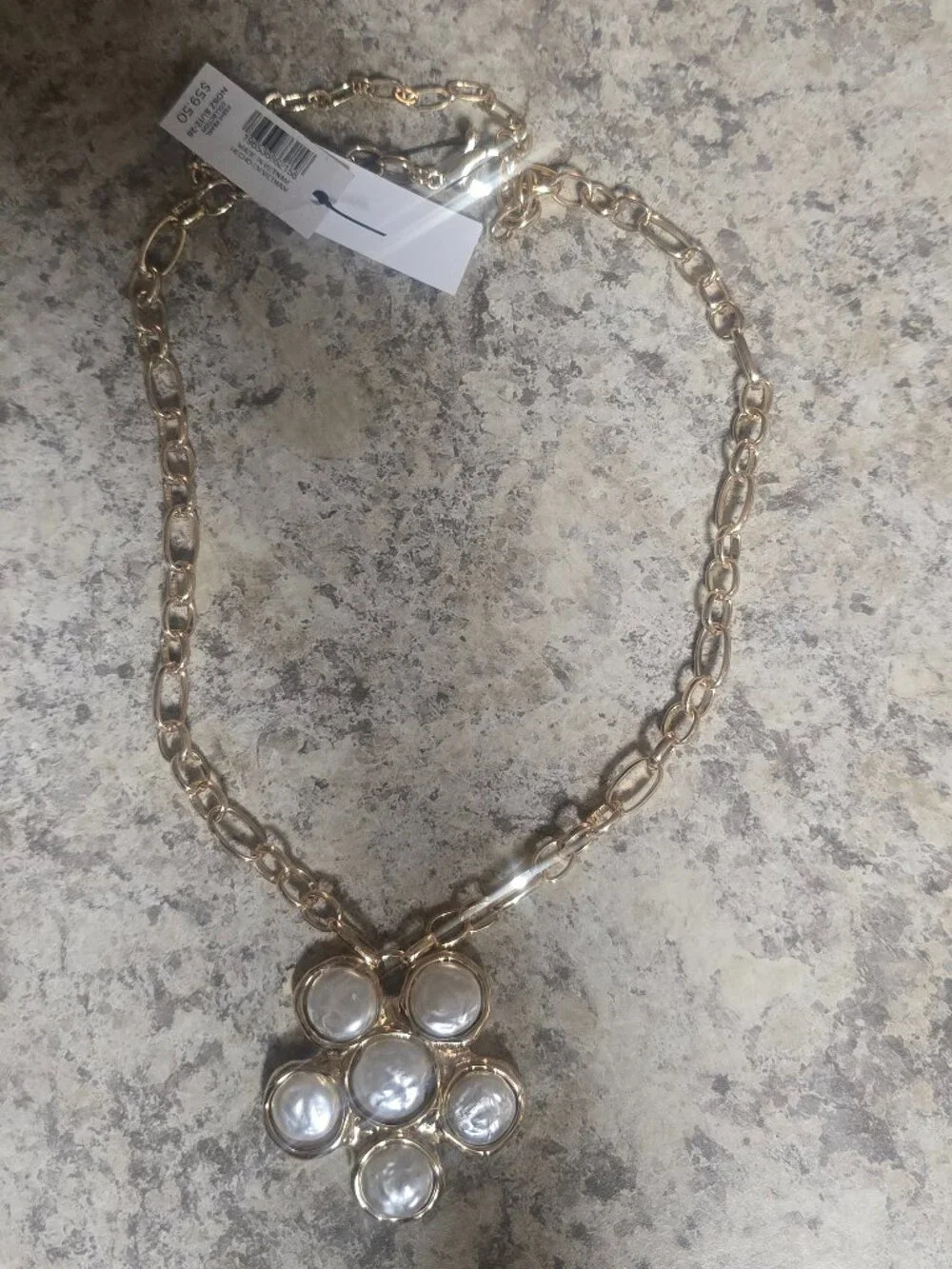 New Chico's Siren Faux Pearl Pendant Necklace.